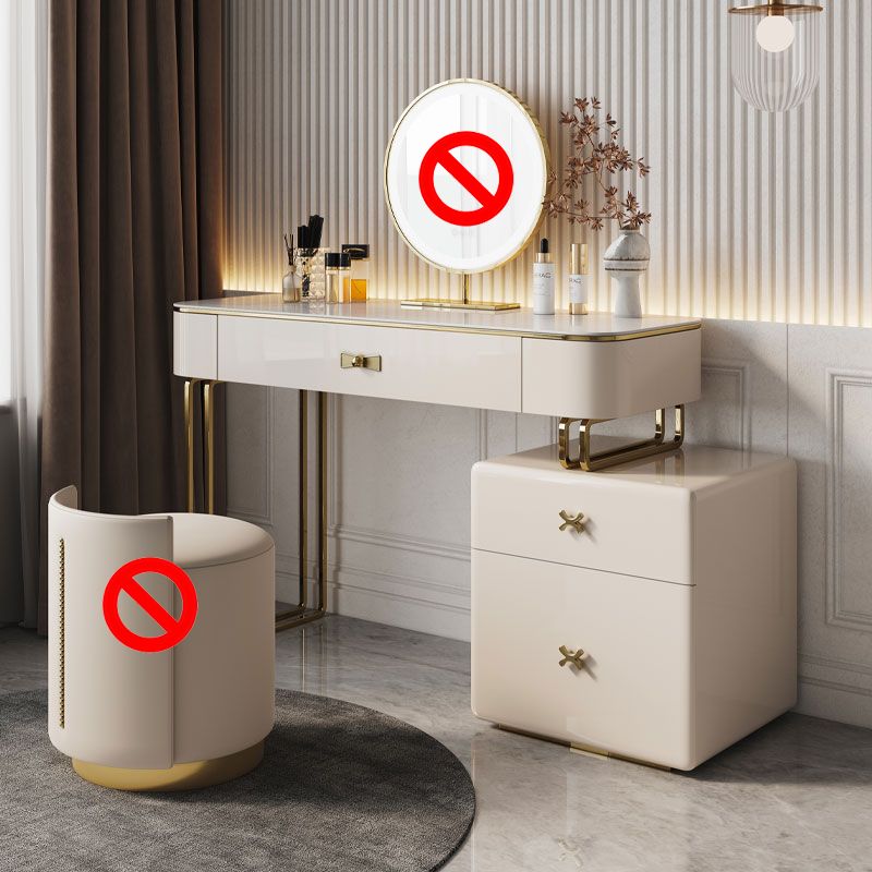 Glama-Waschtisch Set Beige Make-up Eitelkeit mit Schubladen