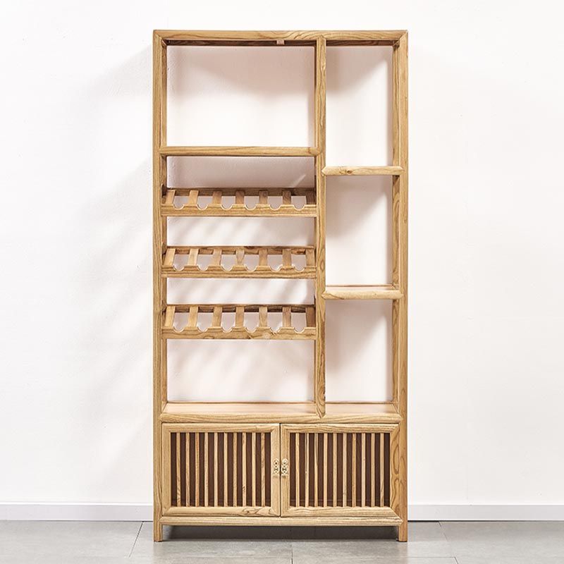 Mid-Century Modern Wood Wine Rack Elm Floor Wine Jail with Shelf ...