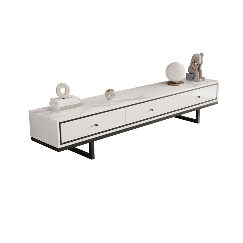 Modern Style Stone TV Stand White Colour Enclosed Storage TV Stand Console with 3 Drawers Clearhalo 'furn' 'furn_tv_stands_entertainment_centers' 'Furniture' 'Living Room Furniture' 'TV Stands & Entertainment Centers' 'TV Stands & Media Storage Furniture' 'tv_stands_entertainment_centers' 1200x1200_0d76187d-1099-4488-9d7a-d41cd245d28f
