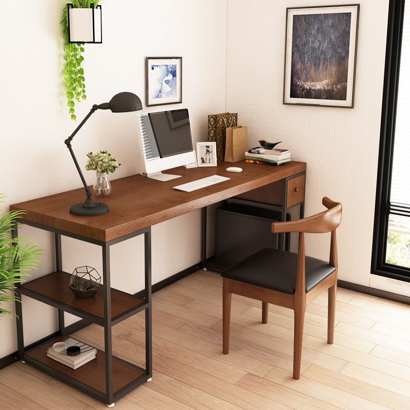 Hedendaagse massief houten bureau 30-inch H Computer Desk in Brown