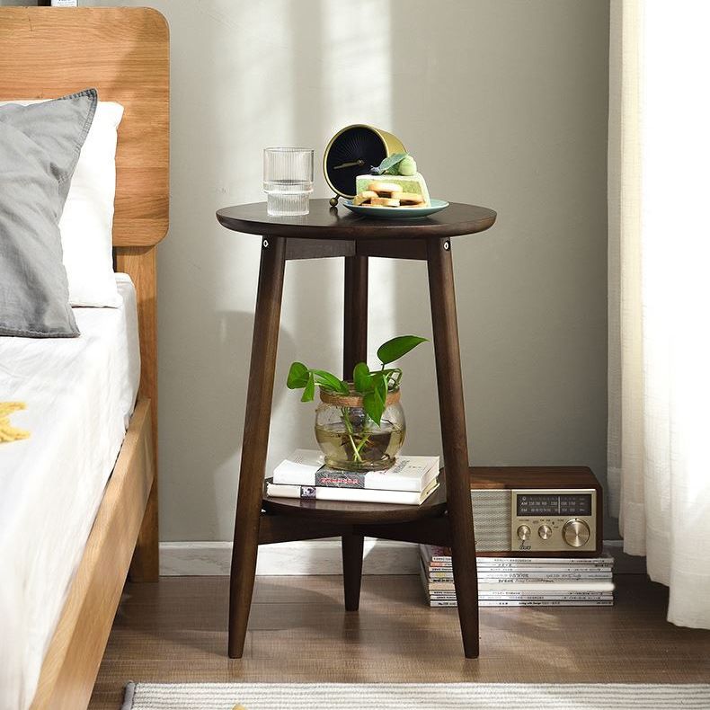 Solid Wood Round Top Side Table 23.6" Tall 3 Legs End Table with Shelf Clearhalo 'Coffee & Accent Tables' 'End & Side Tables' 'end_side_tables' 'furn' 'furn_end_side_tables' 'Furniture' 'Living Room Furniture' 1200x1200_0d787636-c034-40c9-89b7-9cc499303313