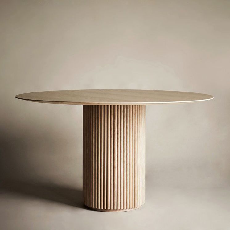 Round Shape Modern Dining Table Wood Color Fixed Table with Solid Wood Clearhalo 'Dining Tables & Seating' 'Dining Tables' 'dining_table' 'furn' 'furn_dining_table' 'Furniture' 'furniture_dining_table' 'Kitchen & Dining Furniture' 'kitchen' 'kitchen_dining_table' 1200x1200_0d7c2e0b-e24a-44be-972a-f10b1d1dc4de