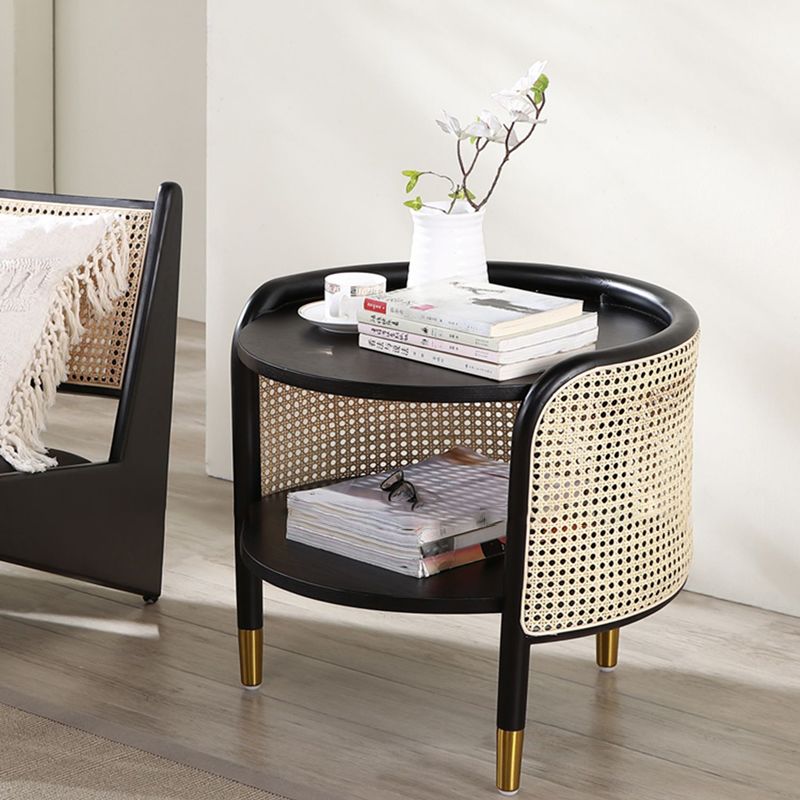 19" Wide Side Table 3 Legs Solid Wood Accent Side Table with Storage