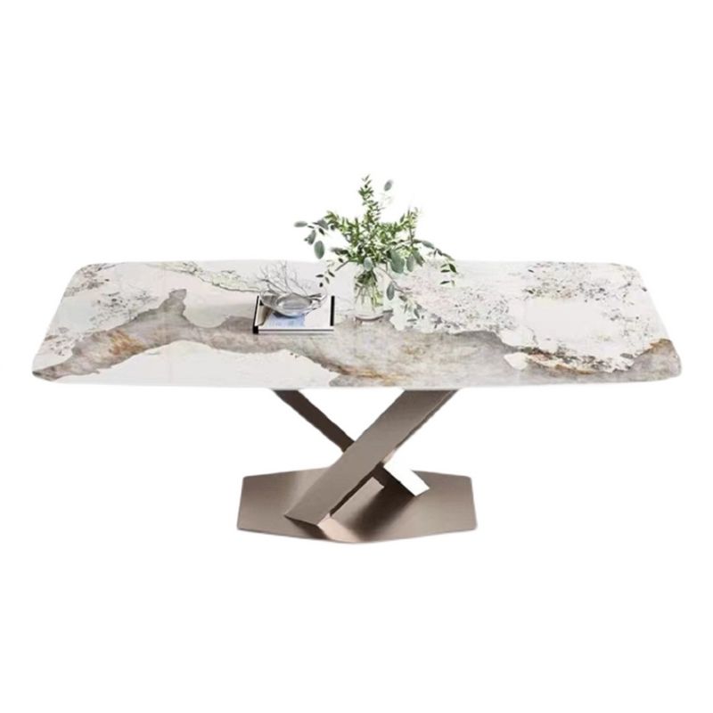 Stainless Steel Traditional Luxury Table Sintered Stone Table with Pedestal base Clearhalo ' dining_table' 'Dining Tables & Seating' 'Dining Tables' 'furn' 'furn_dining_table' 'Furniture' 'furniture_dining_table' 'Kitchen & Dining Furniture' 'kitchen&dining_furn' 'kitchen' 'kitchen_dining_table' 1200x1200_0d8338e4-0274-4fb6-b5f5-d2321f2db8df