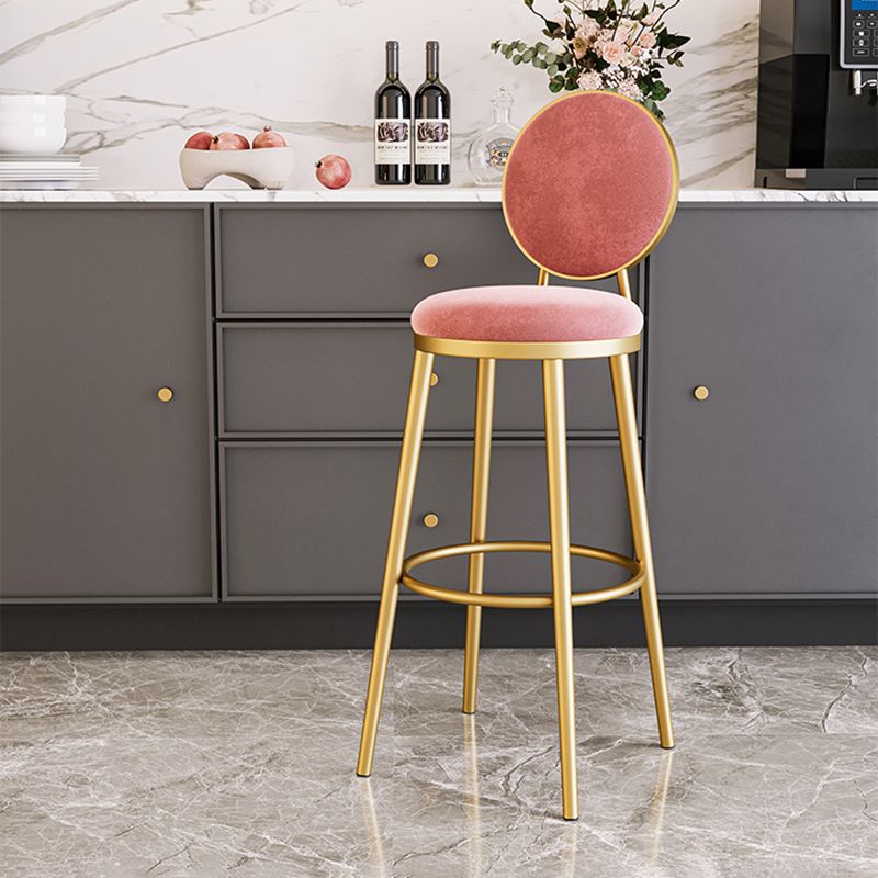 Glam Backrest Armless Counter Stool Iron Cafe Bar Stool with Velvet Cushion and Pedal Clearhalo 'Bar Furniture' 'Bar Stools' 'bar_stools' 'furn' 'furn_bar_stools' 'furniture_bar_stools' 'Kitchen & Dining Furniture' 'kitchen&dining_furn' 'kitchen' 'kitchen_furn' Furniture' 1200x1200_0d83dbac-87ed-4470-93d1-1257c226dea1
