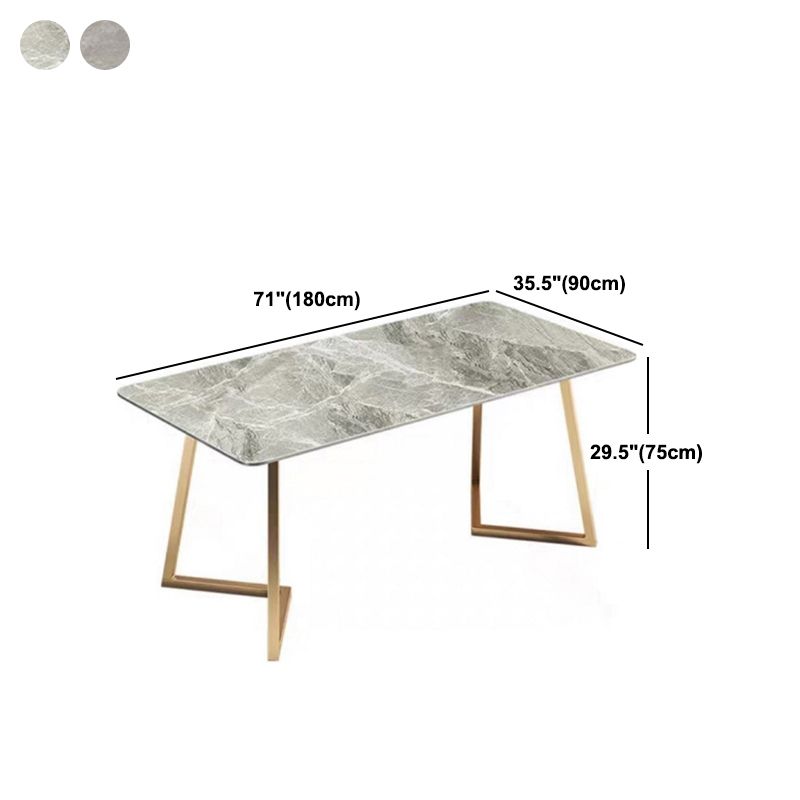 Metal Traditional Luxury Rectangle Dining Table with Sled Sintered Stone Table for Home Clearhalo 'Dining Tables & Seating' 'Dining Tables' 'dining_table' 'furn' 'furn_dining_table' 'Furniture' 'Kitchen & Dining Furniture' 1200x1200_0d847fc4-65d9-4847-9a9f-21600a18e666