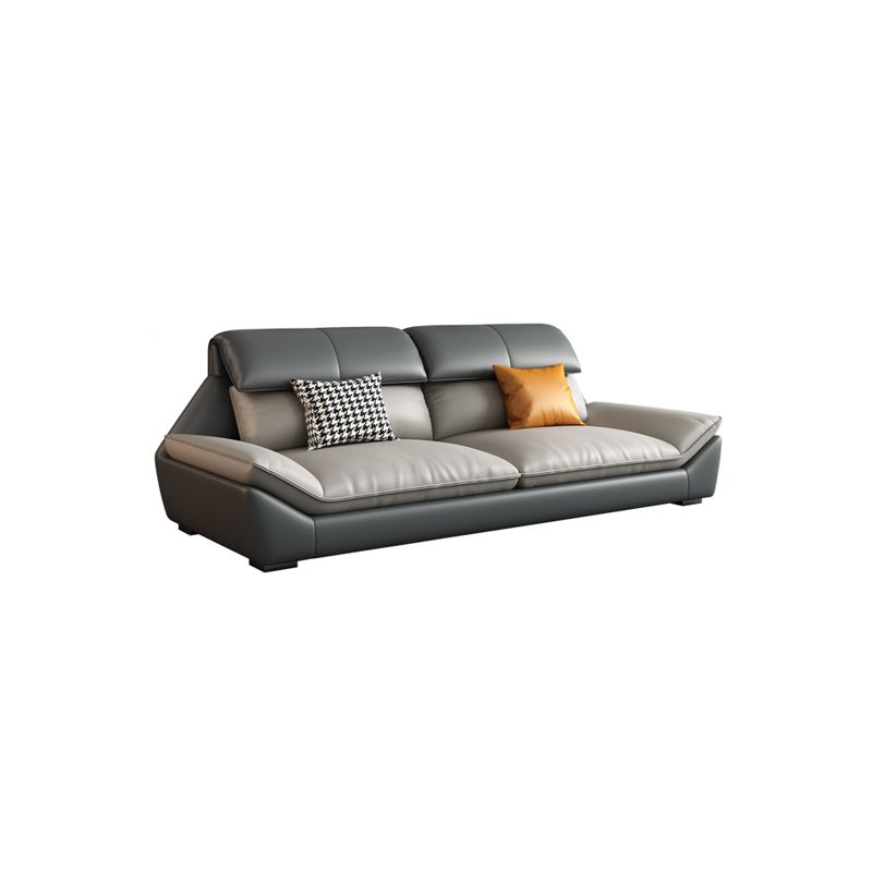 Contemporary Grey Faux Leather Sectional Pillow Top Arm Stain-Resistant Sofa and Chaise Clearhalo 'furn' 'furn_sectionals' 'Furniture' 'furniture_sectionals' 'kitchen' 'kitchen_sectionals' 'Living Room Furniture' 'Sectionals' 1200x1200_0d84c87b-1b47-4098-9440-d03b35279c2b