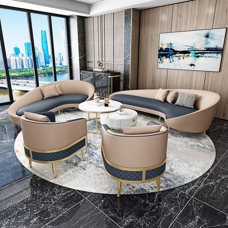 Divano a forma di luna curva contemporanea in pelle finta per soggiorno per soggiorno