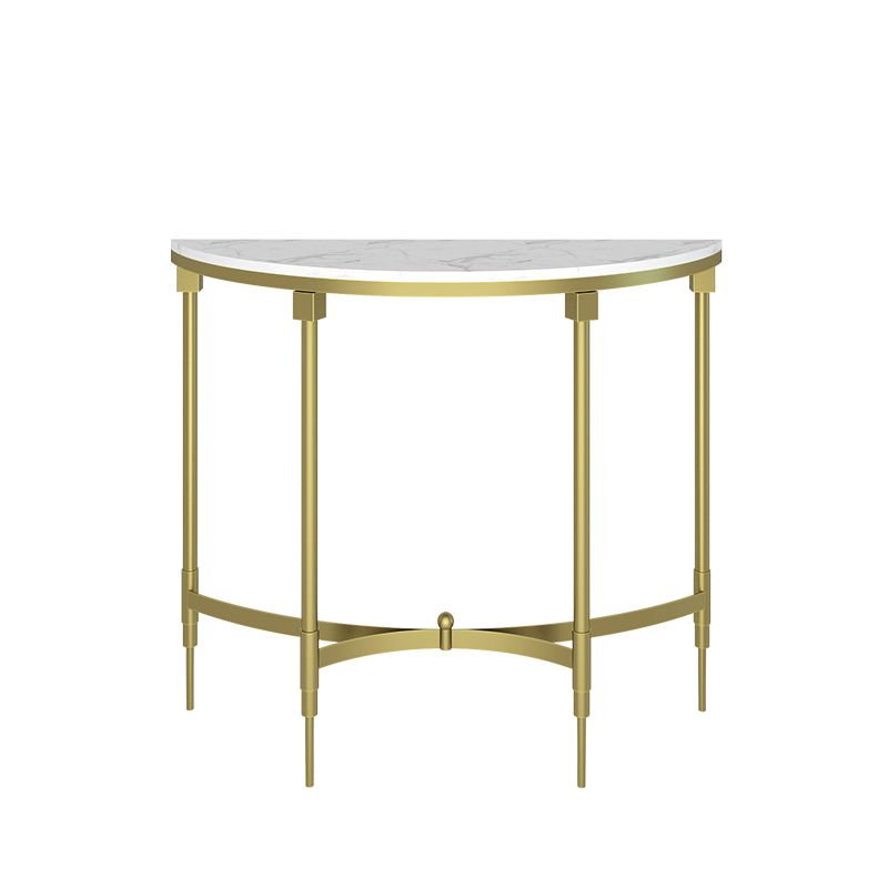 Glam Marble Accent Table Half Moon Sofa Console Table for Hall