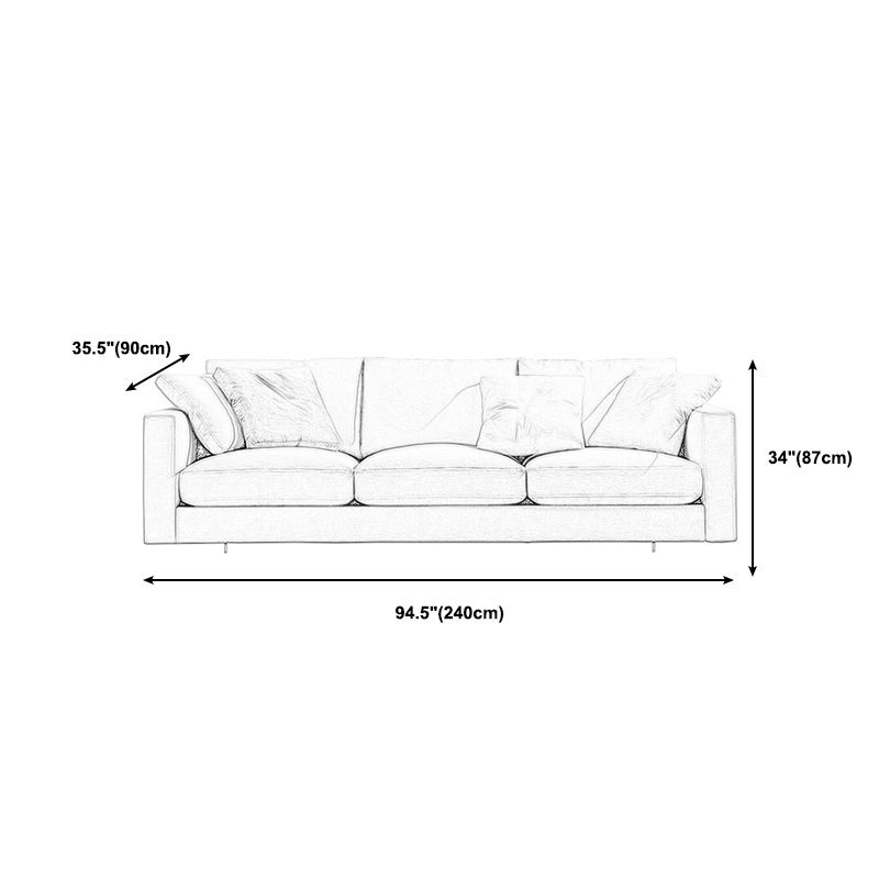 Linen Blend Square Arm Sofa and Sectional with Slipcovered for Living Room
