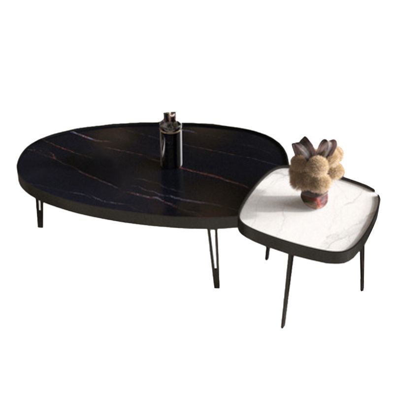 Glam Table basse ovale/carrée en fausse pierre à 3 pieds