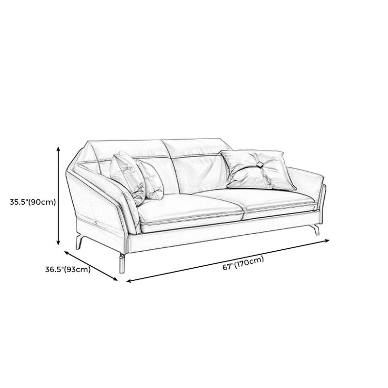 Contemporary Genuine Leather Sewn Pillow Back Sofa 35.43"High Flared Arm Sofa,Dark Brown Clearhalo 'furn' 'furn_sectionals' 'Furniture' 'furniture_sectionals' 'kitchen' 'kitchen_sectionals' 'Living Room Furniture' 'Sectionals' 1200x1200_0d8848d8-cd5e-4571-8e96-d07b70f94d98