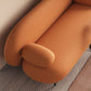 Tight Back Faux Leather Sofa Curved Waterproof Solid Color Settee