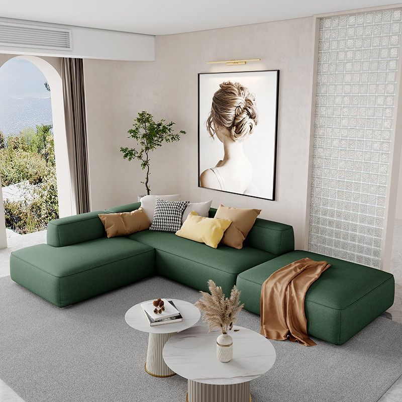 Contemporary Faux Leather Sofa 102.36" W Recessed Arm Sofa with Chaise