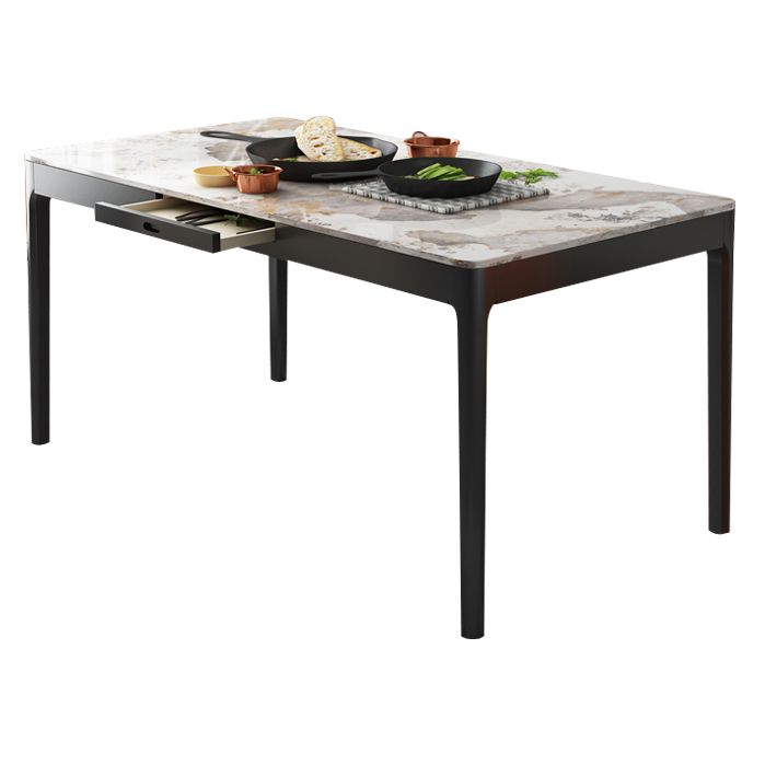 Rectangle Three-Color Dining Table Sintered Stone Table Vintage with Drawer Clearhalo ' dining_table' 'Dining Tables & Seating' 'Dining Tables' 'furn' 'furn_dining_table' 'Furniture' 'furniture_dining_table' 'Kitchen & Dining Furniture' 'kitchen&dining_furn' 'kitchen' 'kitchen_dining_table' 1200x1200_0d8a672a-f5a0-40c9-8365-c9789eb39577