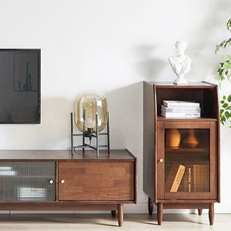 17.7 "brede massief houten accentkast 1 - plank en 1 - deurglas in paned borst