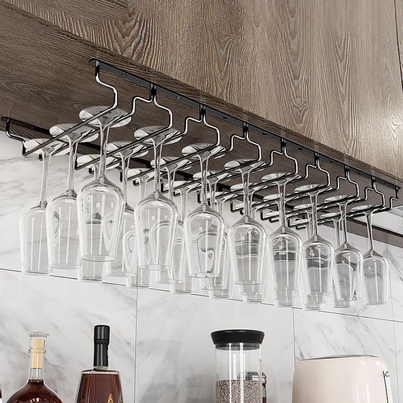 Contemporary Hanging Glass & Stemware Holder Stainless Steel Glass Rack in Black Clearhalo 'furn' 'furn_wine_racks' 'Furniture' 'Kitchen & Dining Furniture' 'Wine Racks' 'wine_racks' 1200x1200_0d8bc5bb-5208-4889-8789-a6bdfe73ddb2