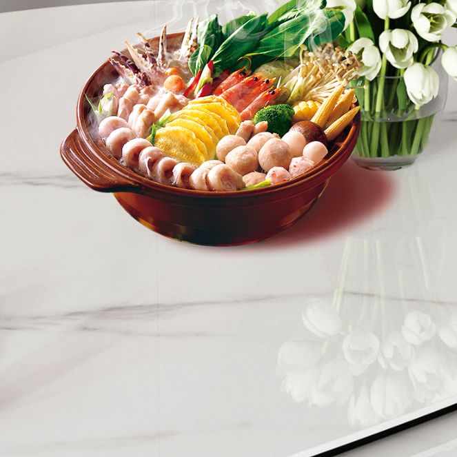 Mesa de comedor sencilla y moderna, mesa de comedor de piedra sinterizada con base de madera