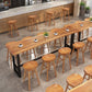 Modern 1/9 Pieces Bar Table Set Rectangle Pine Wood Counter Table with High Stools