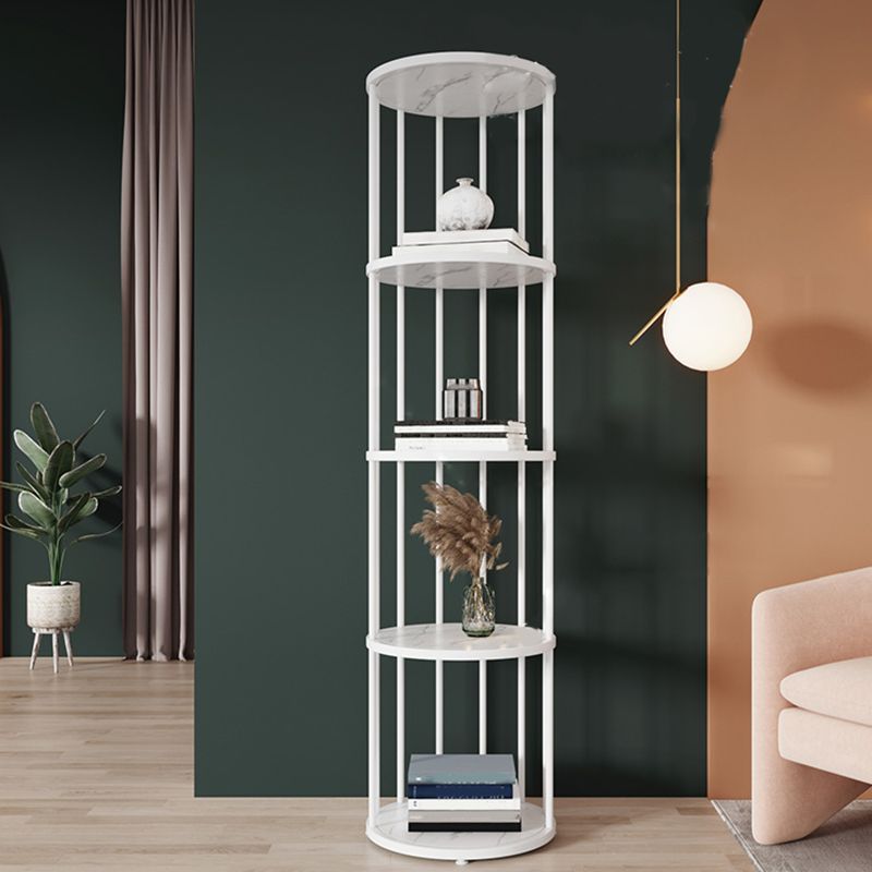 Scandinavian Open Corner Bookshelf with Metal Frame Manufactured Wood Bookcase Clearhalo 'Bookcases' 'furn' 'furn_bookcases' 'Furniture' 'furniture_bookcases' 'Office Furniture' 1200x1200_0d8c3b76-10db-4cfd-91cb-b7dce13d51ad