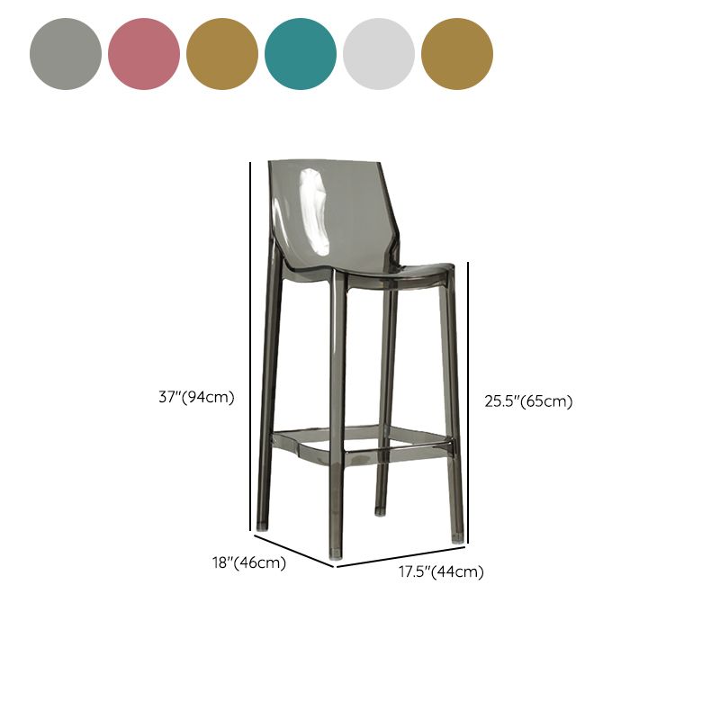 Contemporary Acrylic Backrest Counter High Stool with 4 Legs Clearhalo 'Bar Furniture' 'Bar Stools' 'bar_stools' 'furn' 'furn_bar_stools' 'Furniture' 'Kitchen & Dining Furniture' 1200x1200_0d8e1061-b5f3-4da8-8785-394b75ff1e9b