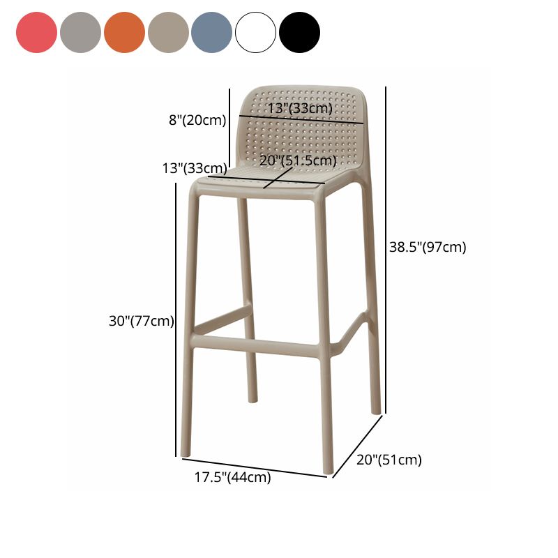 Scandinavia Style Bar-stool PP Legs Rectangle Seat Barstool with Low Back for Kitchen Clearhalo 'Bar Furniture' 'Bar Stools' 'bar_stools' 'furn' 'furn_bar_stools' 'furniture_bar_stools' 'Kitchen & Dining Furniture' 'kitchen&dining_furn' 'kitchen' 'kitchen_furn' Furniture' 1200x1200_0d8ee3e7-26c4-4513-9a62-b94fc5efe400