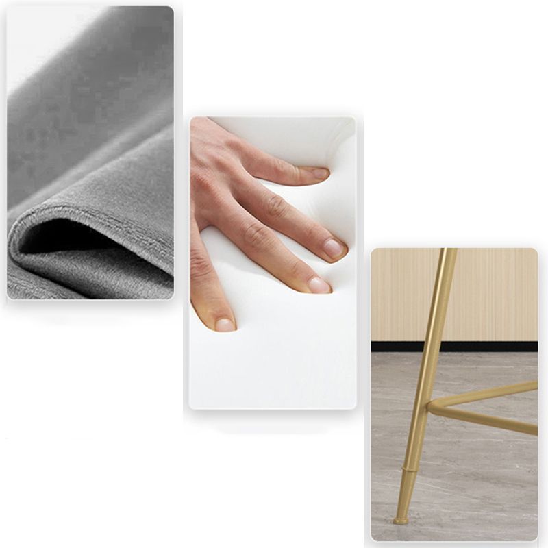 Glam Armless Backrest Counter Stool Iron Bar Stool with Velvet Cushion Clearhalo 'Bar Furniture' 'Bar Stools' 'bar_stools' 'furn' 'furn_bar_stools' 'furniture_bar_stools' 'Kitchen & Dining Furniture' 'kitchen&dining_furn' 'kitchen' 'kitchen_furn' Furniture' 1200x1200_0d8f676f-b932-4367-8216-6a5ff2d8cdf5