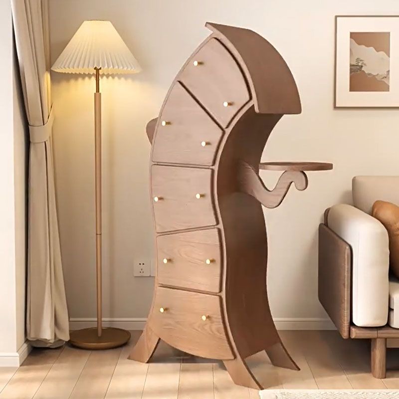 Commode en bois de poitrine de lingerie verticale moderne avec 5 tiroirs pour le salon