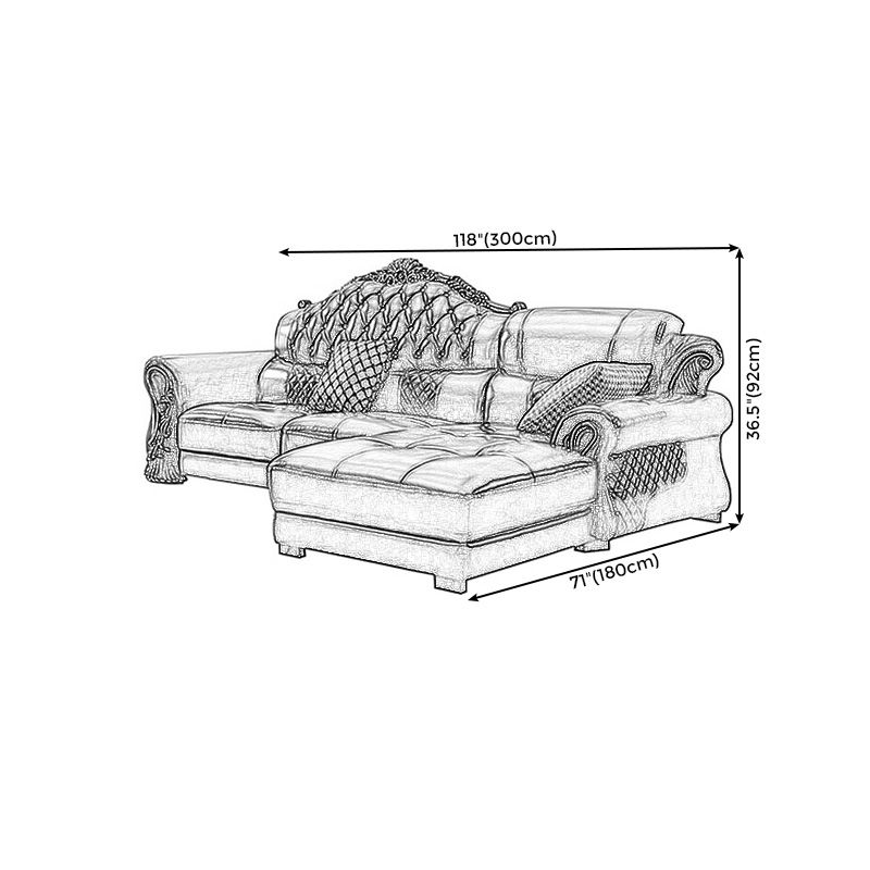 Genuine Leather Rolled Arm Sectional 36.22"High Camel Back Sofa, Dark Brown Clearhalo 'furn' 'furn_sectionals' 'Furniture' 'furniture_sectionals' 'Living Room Furniture' 'Sectionals' 1200x1200_0d900ea2-fe4d-4fe4-9900-8c02f9e1630d