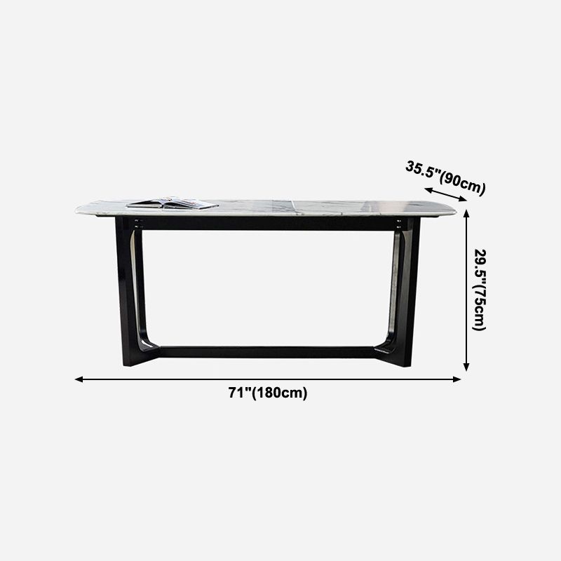 Rectangle Trestle Base Industrial Table Grey Tone Fixed Table with Sintered Stone Clearhalo ' dining_table' 'Dining Tables & Seating' 'Dining Tables' 'furn' 'furn_dining_table' 'Furniture' 'furniture_dining_table' 'Kitchen & Dining Furniture' 'kitchen&dining_furn' 'kitchen' 'kitchen_dining_table' 1200x1200_0d90a018-95ad-44ca-8a76-a4407f8e44f3