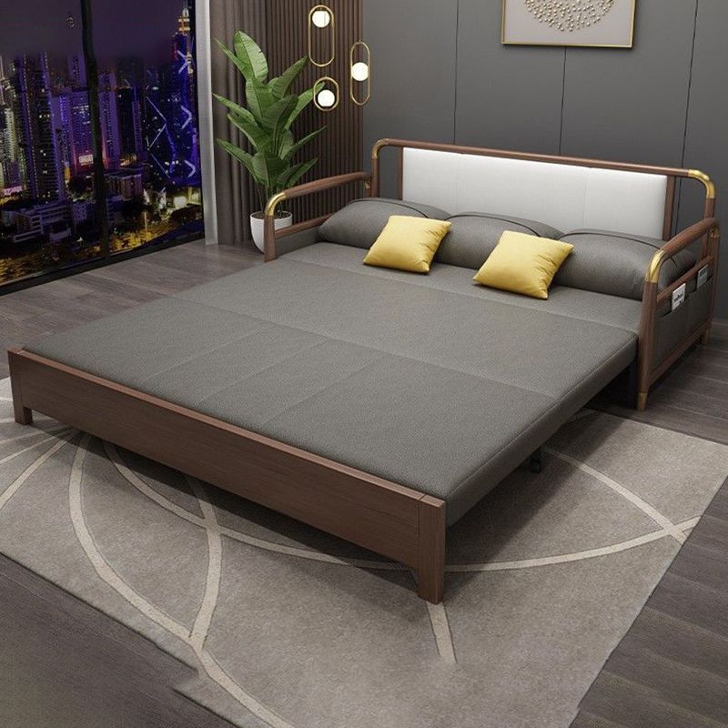 23,6 "H fausse cuir carré bras arme convertible canapé-lit pour le salon