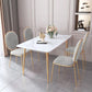 Set da tavolo da pranzo rettangolare glam 1/2/5 pezzi Dinette set con top in pietra sinterizzata bianca
