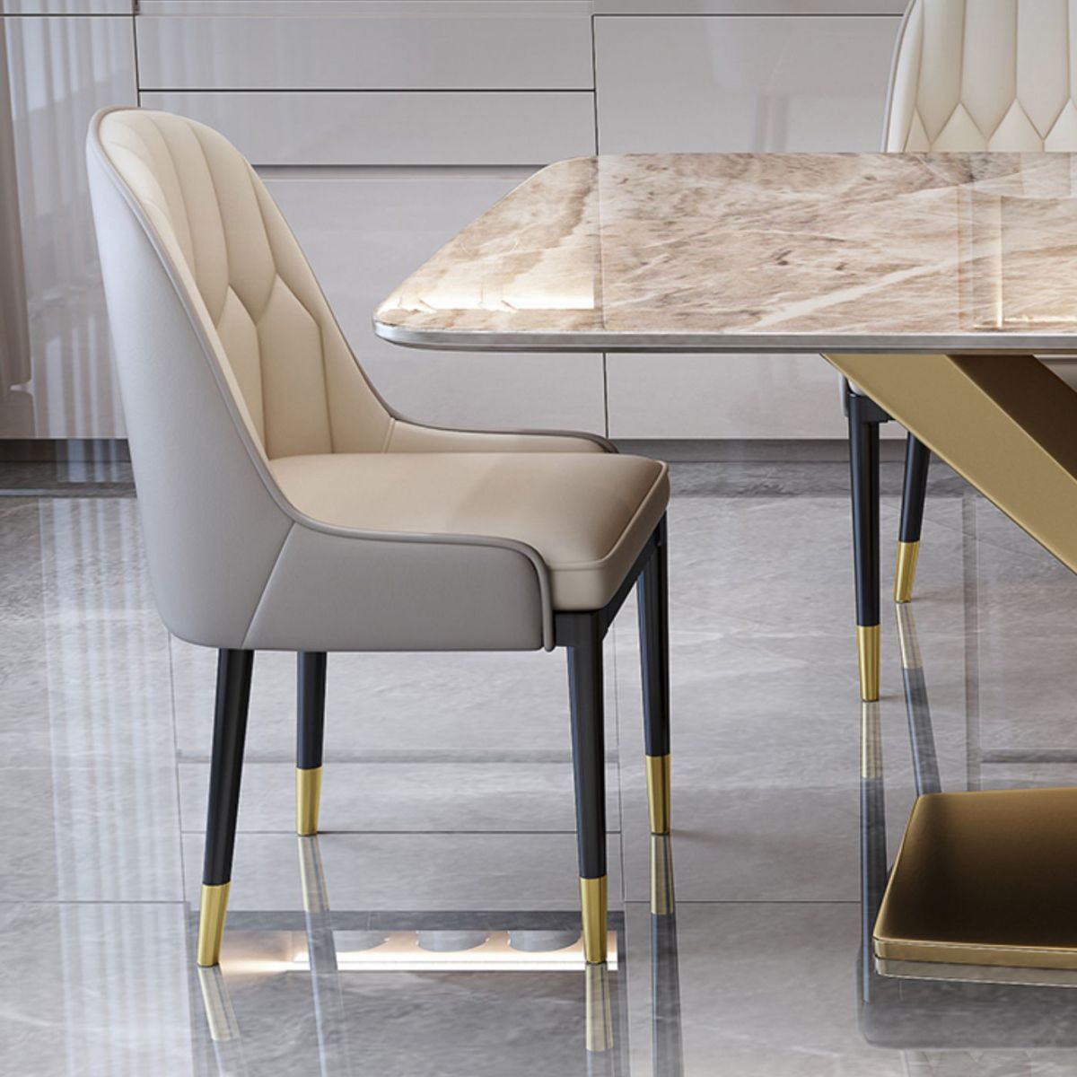 Minimalist Style Sintered Stone Dining Room Set with Fixed Table and Gold Trestle Base for Home Use Clearhalo 'Dining Room Sets' 'Dining Tables & Seating' 'dining_room_set' 'furn' 'furn_dining_room_set' 'Furniture' 'furniture_dining_room_set' 'Kitchen & Dining Furniture' 'kitchen&dining_furn' 'kitchen' 1200x1200_0d940f2c-a99a-437a-9fa9-51d593330b36