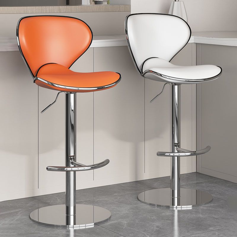 Taburetes de barra tapizados de estilo glamoroso taburete de barra de altura ajustable con base cromada