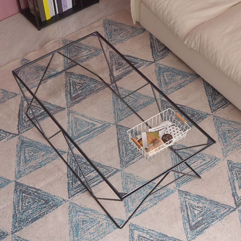 Table basse avec plateau en verre, moderne, Simple, rectangulaire, claire, avec cadre