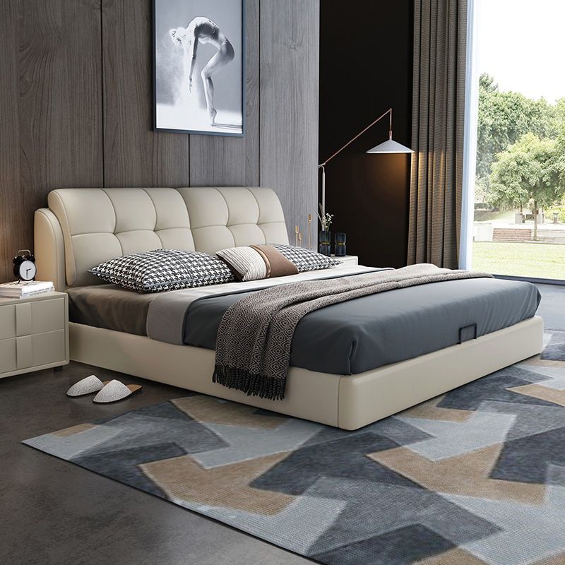 Rangement en bois de pin contemporain avec dossier de tête de tête de rangement