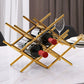 Modern Simple Tabletop Wine Rack Golden Geometry Wine Bottle Rack for Kitchen