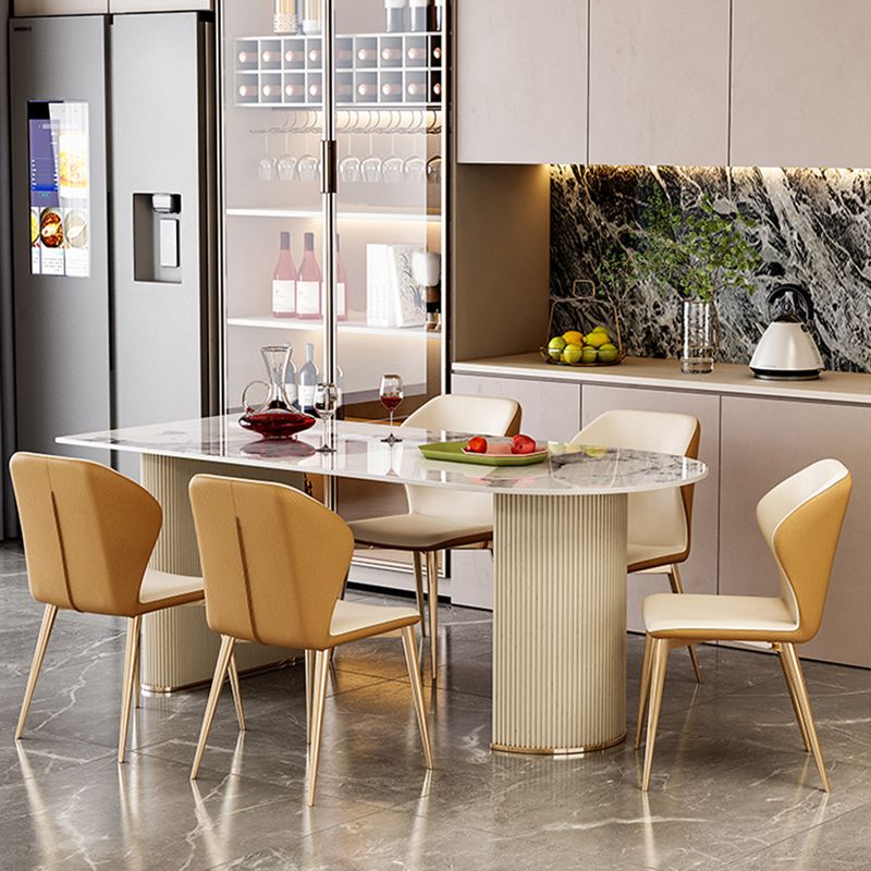 Table à manger de forme gratuite de luxe Table à double base de la maison à double base fixe