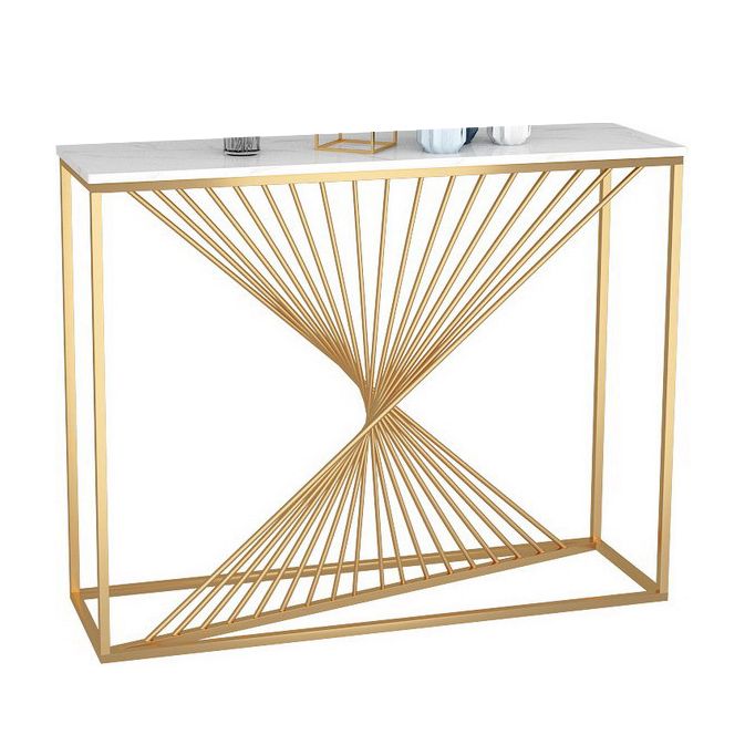 Marble Rectangle Accent Table 11.81" W 1-shelf Console Table for Hall