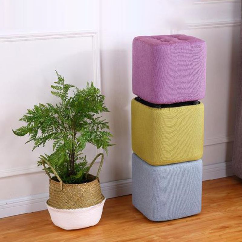 Modern Pouf Ottoman Fabric Upholstered Tufted Solid Color Square Ottoman Clearhalo 'furn' 'furn_ottomans_poufs' 'Furniture' 'Living Room Furniture' 'Ottomans & Poufs' 'ottomans_poufs' 1200x1200_0d9d1063-ea2c-4a51-8150-27de5747a881