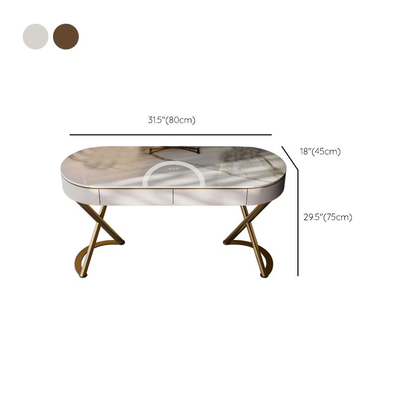 Tavolo da vanità a specchio illuminato set lussuoso tavolo da toeletta da top in pietra