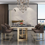 Traditional Luxury Dining Table Rectangle Double Pedestal Table with Gold Frame Clearhalo ' dining_table' 'Dining Tables & Seating' 'Dining Tables' 'furn' 'furn_dining_table' 'Furniture' 'furniture_dining_table' 'Kitchen & Dining Furniture' 'kitchen&dining_furn' 'kitchen' 'kitchen_dining_table' 1200x1200_0da213da-abf8-44a0-be98-90fb752a3ecf