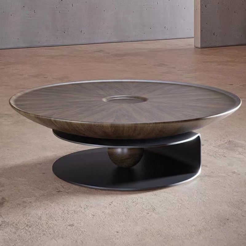 Nordic Style Cocktail Table Walnut/black Wood Round Coffee Table Clearhalo 'Coffee & Accent Tables' 'Coffee Tables' 'coffee_tables' 'furn' 'furn_coffee_tables' 'Furniture' 'furniture_coffee_tables' 'Living Room Furniture' 1200x1200_0da53ee2-5346-444f-8219-24470efce4e7