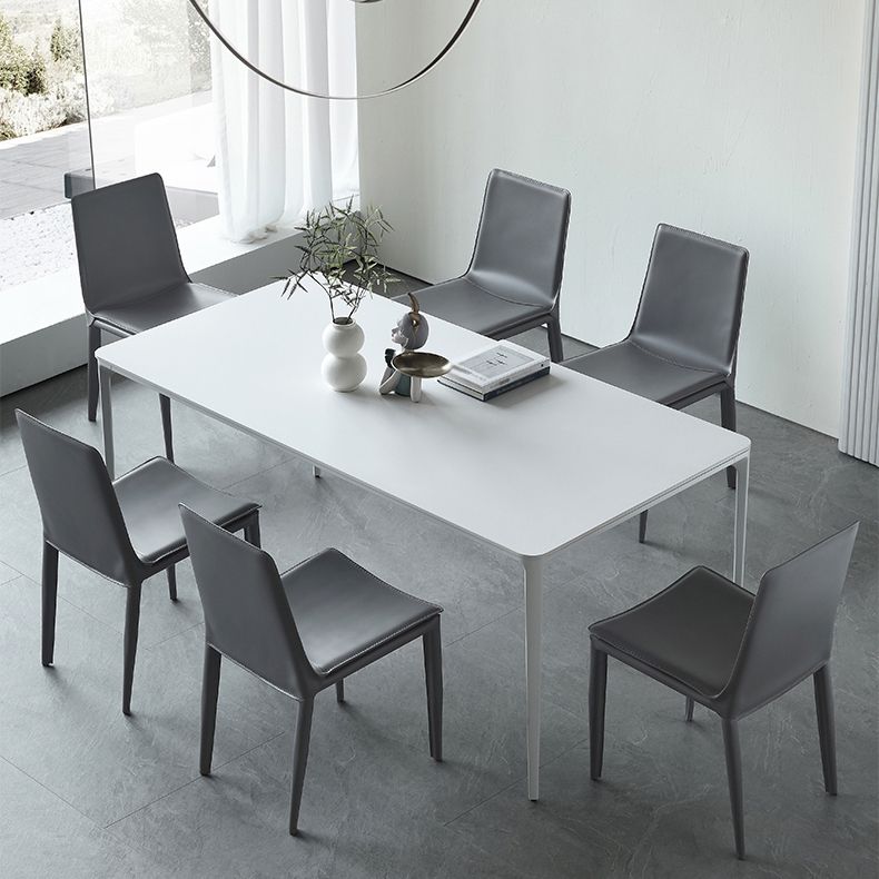 Modern Aluminium Dinette Set 1/2/7 Pieces Rectangle White Sintered Stone Dining Table Set