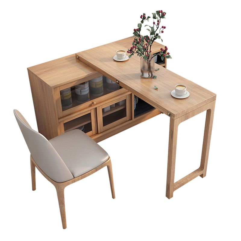Folding Rectangle Dining Table Wood Dining Table in White and Natural