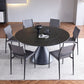 Round Stone Dining Table Modern Turntable White-black Furniture with Pedestal Base