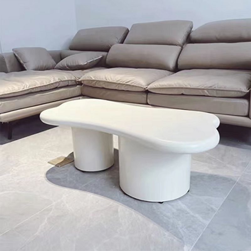 Scandinavian Cream Wood Coffee Table 2 Legs Irregular Cocktail Table Clearhalo 'Coffee & Accent Tables' 'Coffee Tables' 'coffee_tables' 'furn' 'furn_coffee_tables' 'Furniture' 'Living Room Furniture' 1200x1200_0daaa9db-0928-47d2-b794-be9c1fd7e37d