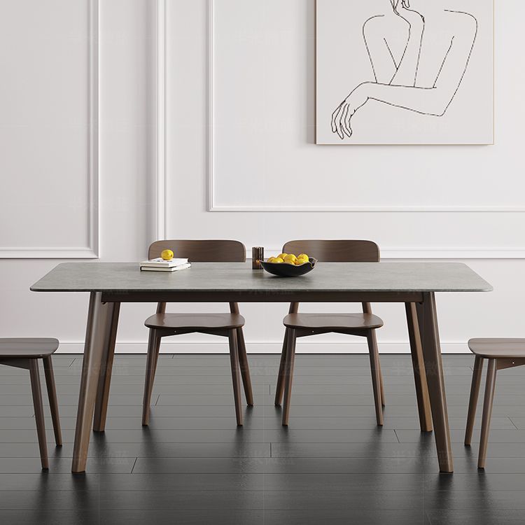 Solid Wood Contemporary Rectangular Dining Table Sintered Stone Top Table with 4 Legs Clearhalo ' dining_table' 'Dining Tables & Seating' 'Dining Tables' 'furn' 'furn_dining_table' 'Furniture' 'furniture_dining_table' 'Kitchen & Dining Furniture' 'kitchen&dining_furn' 'kitchen' 'kitchen_dining_table' 1200x1200_0daaaabb-1fed-437e-9922-cd907e306843