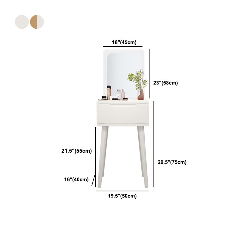 Table de bureau de vanité de maquillage scandinave en blanc et brun pour la chambre