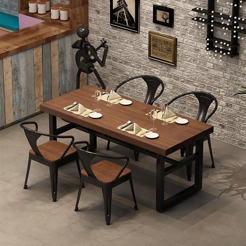 Industrial 1/3/5/7 Pieces Dining Set Rectangle Wood Dining Table for Cafe Clearhalo 'Dining Room Sets' 'Dining Tables & Seating' 'dining_room_set' 'furn' 'furn_dining_room_set' 'Furniture' 'Kitchen & Dining Furniture' 1200x1200_0daae52f-d68a-4e0c-b9b0-58a0b22cdf2f